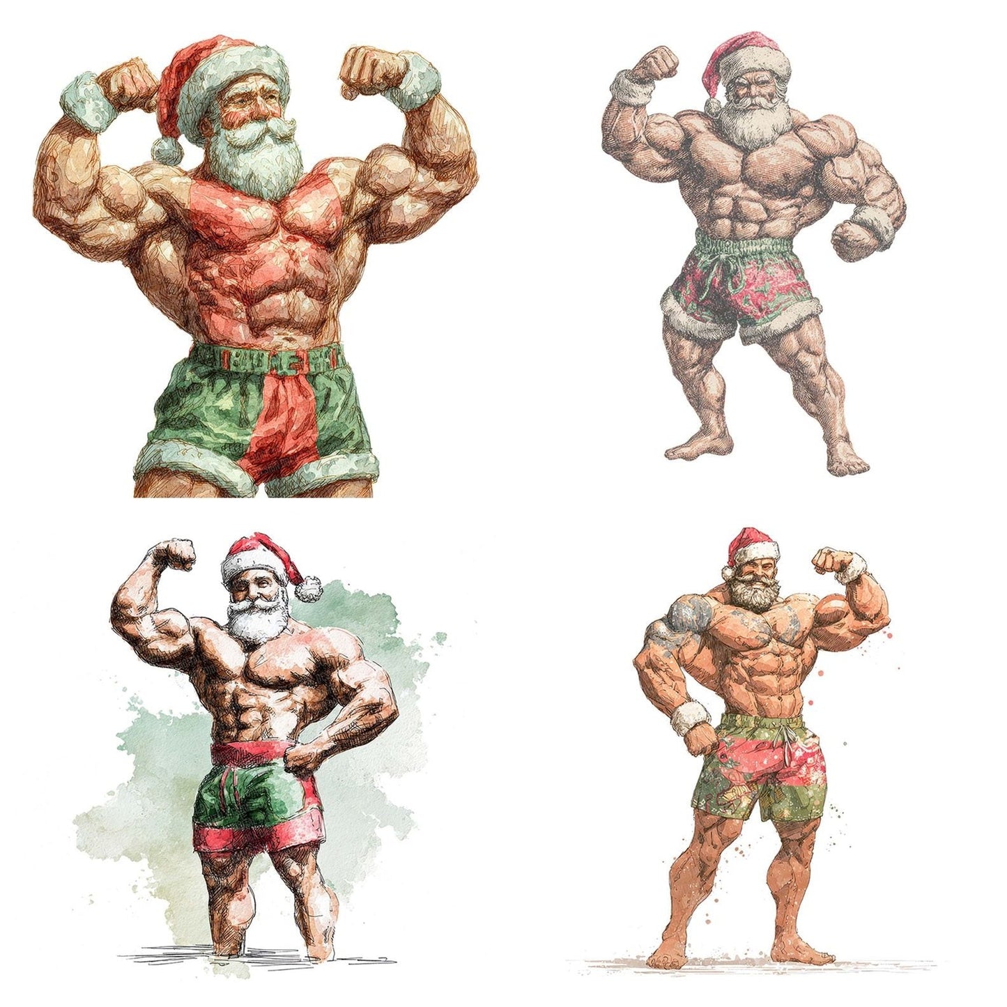 Muscle Man Father Christmas Clipart Set (DDD006118)