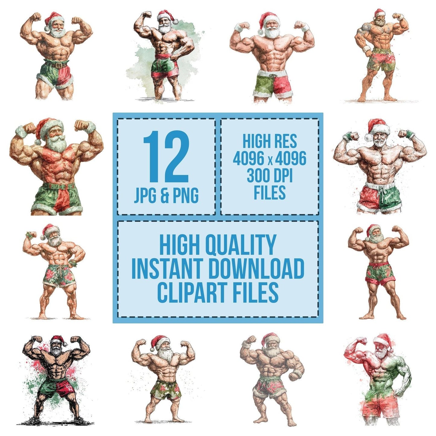 Muscle Man Father Christmas Clipart Set (DDD006118)