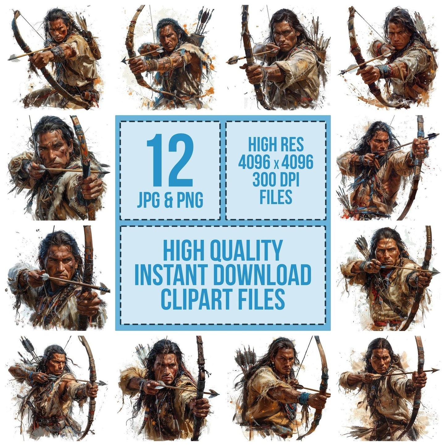 Native American Hunter Clipart Set (DDD006126)