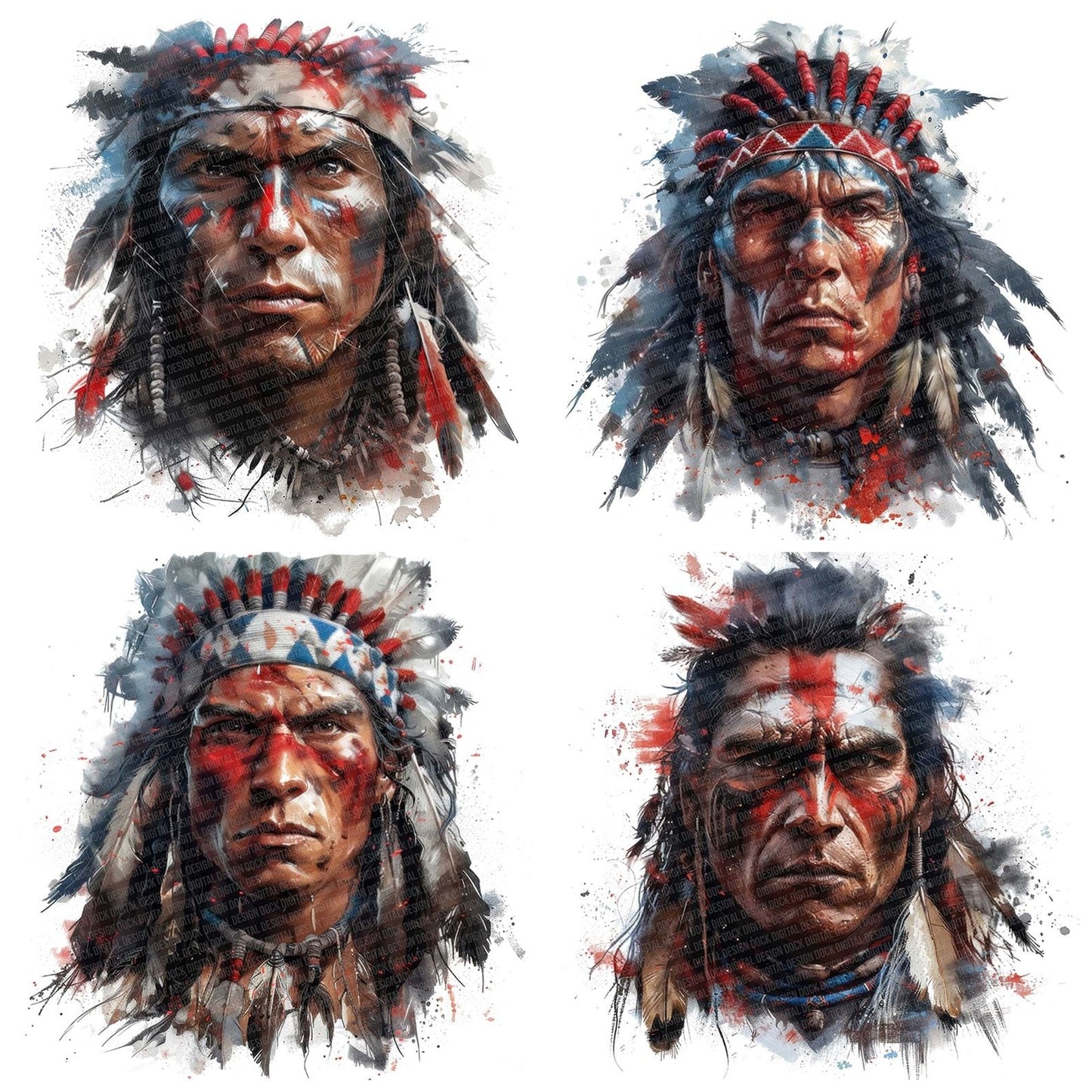 Native American Warrior Clipart Set (DDD006127)