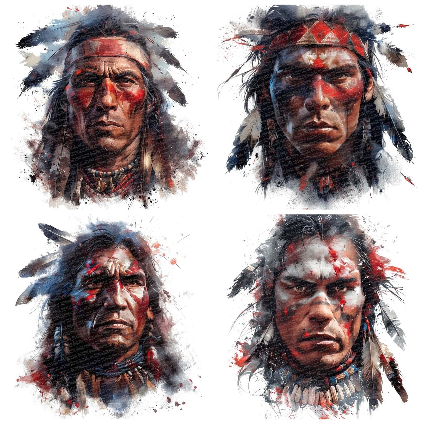 Native American Warrior Clipart Set (DDD006127)