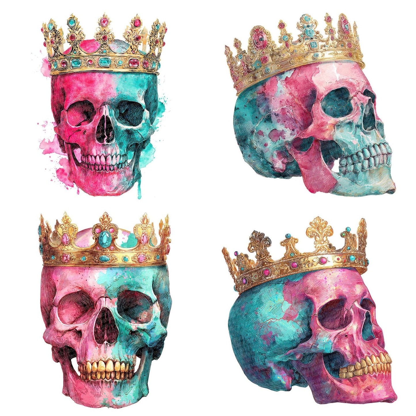 Neon Skull Crown Clipart Set (DDD006137)