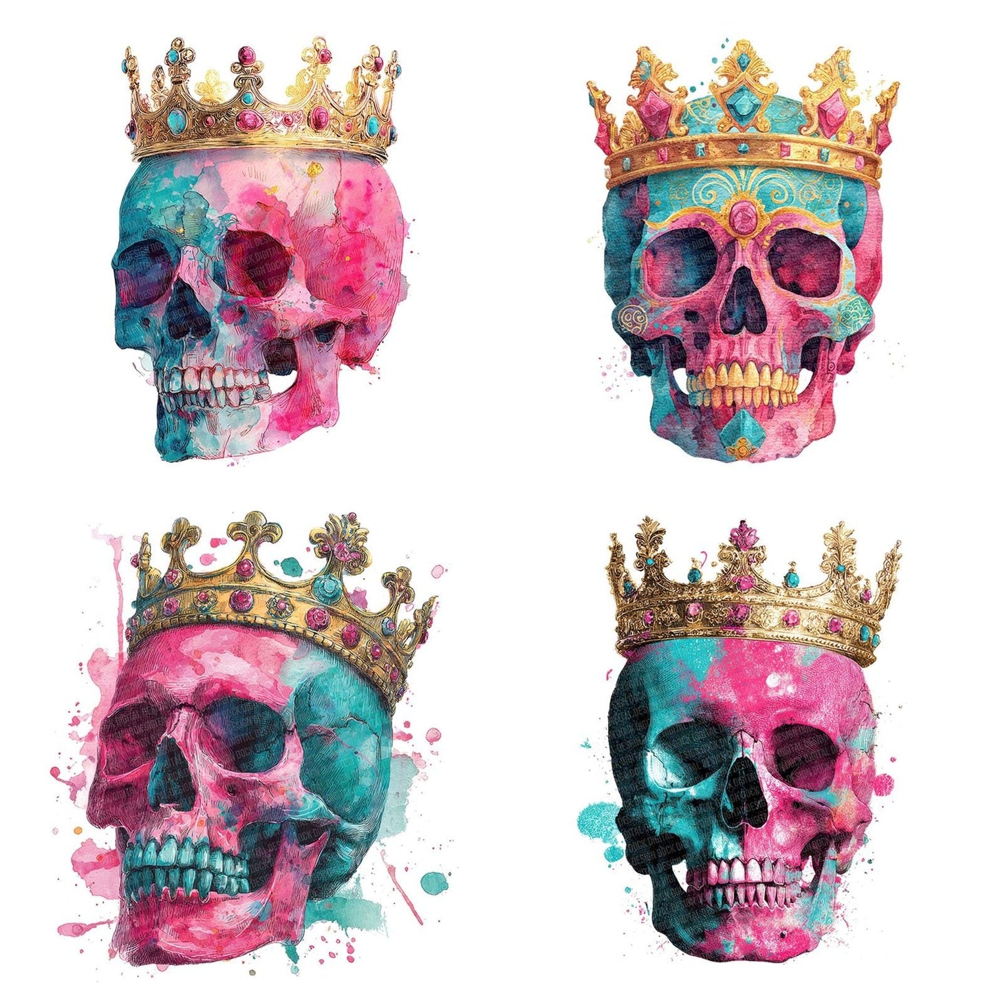 Neon Skull Crown Clipart Set (DDD006137)