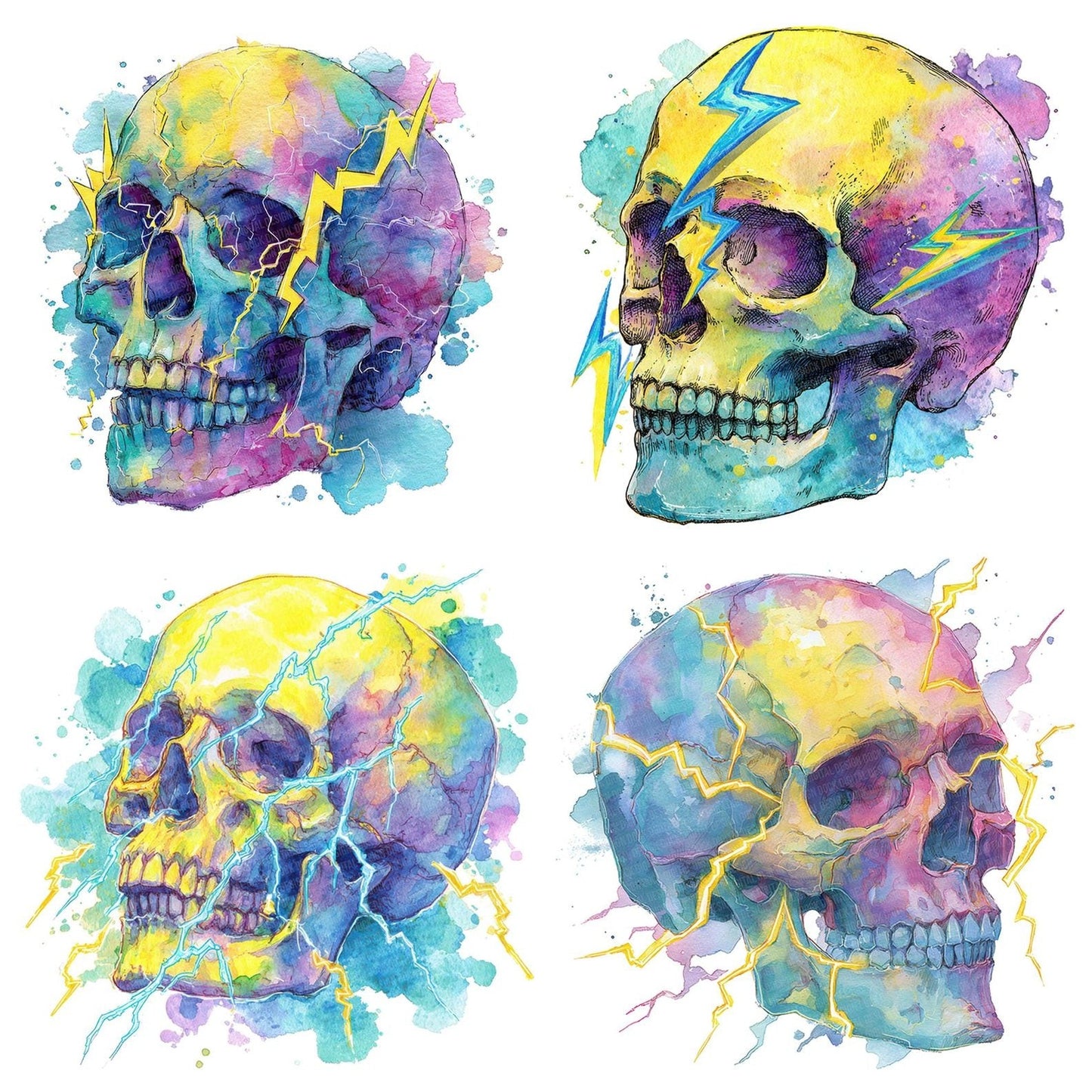 Neon Skull Lightning Clipart Set (DDD006140)