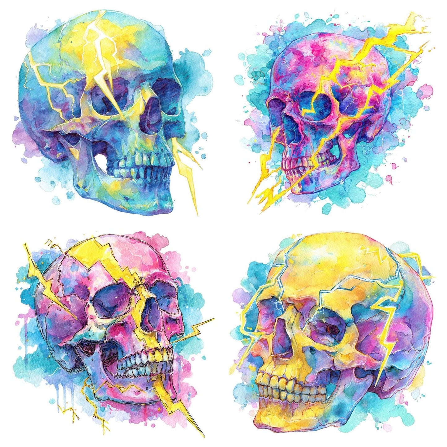 Neon Skull Lightning Clipart Set (DDD006140)