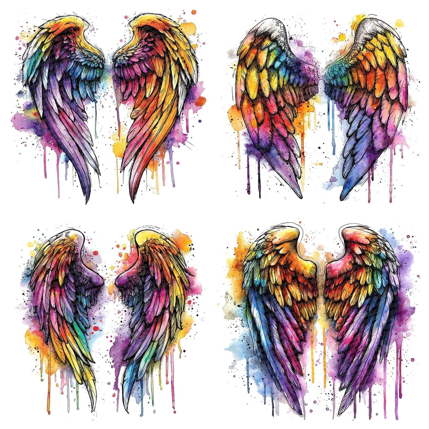 Neon Watercolour Angel Wings Clipart Set (DDD006144)