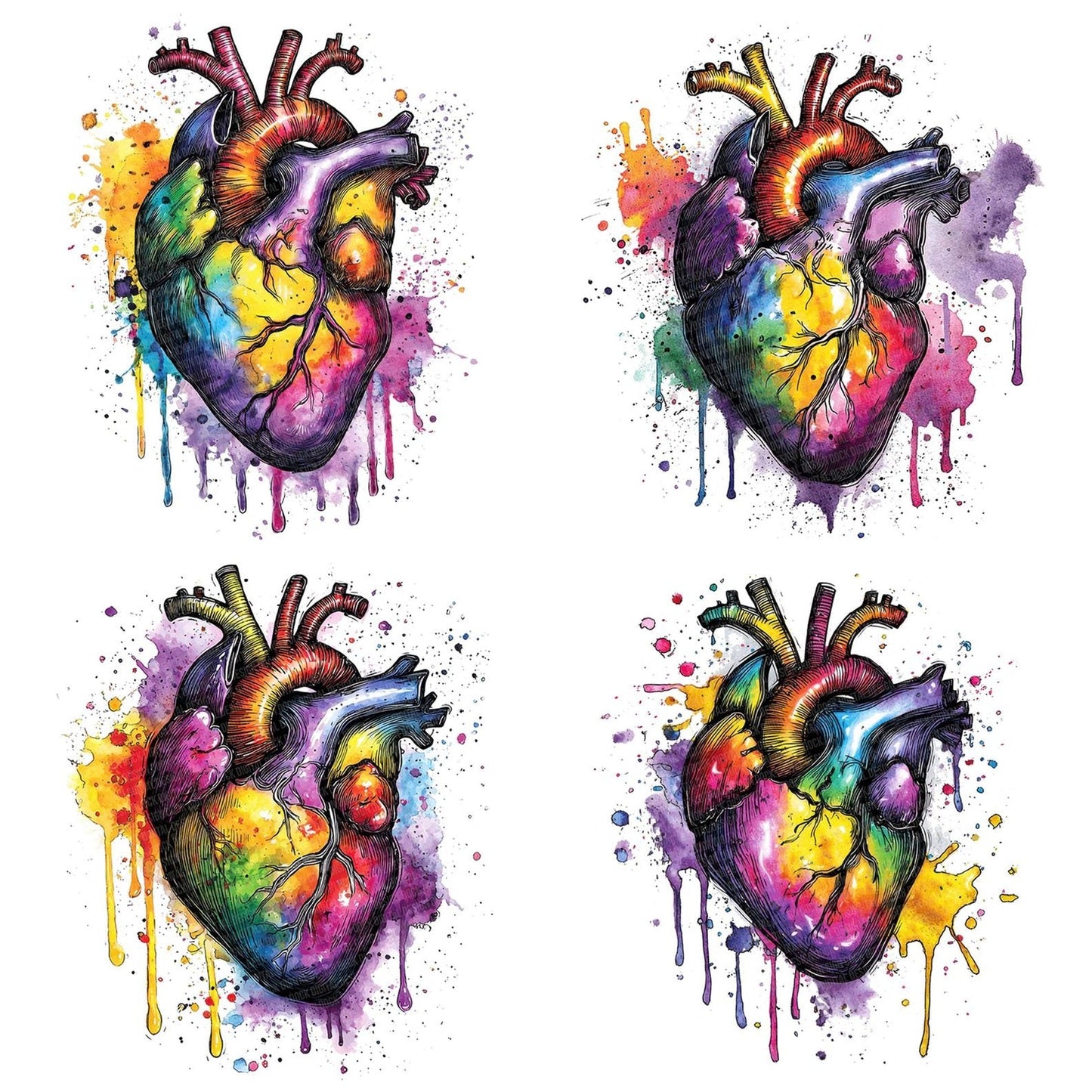 Neon Watercolour Heart Clipart Set (DDD006156)