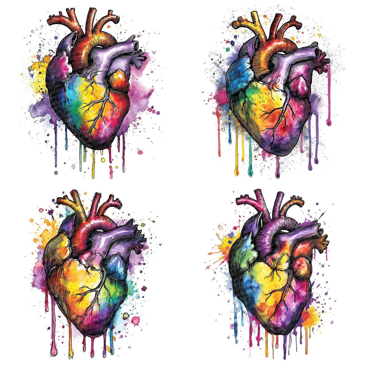 Neon Watercolour Heart Clipart Set (DDD006156)