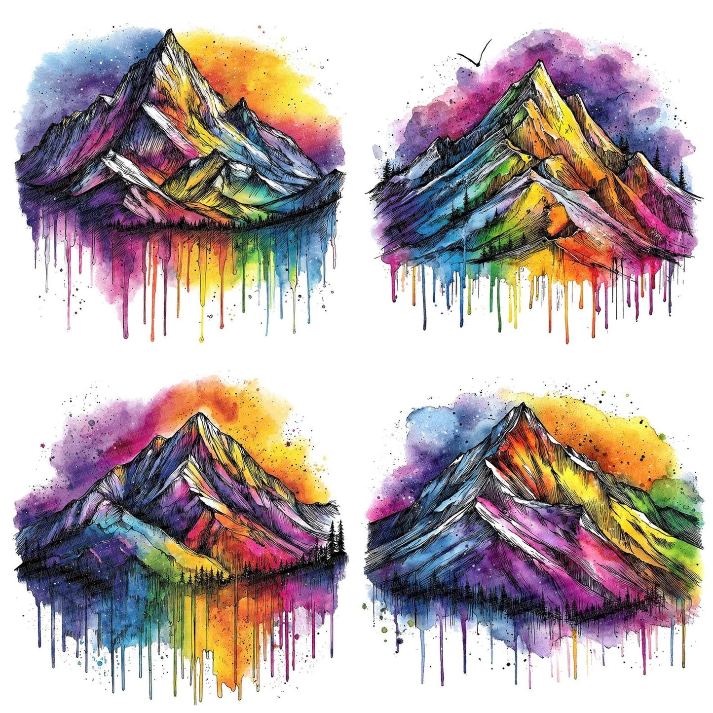 Neon Watercolour Mountain Clipart Set (DDD006160)