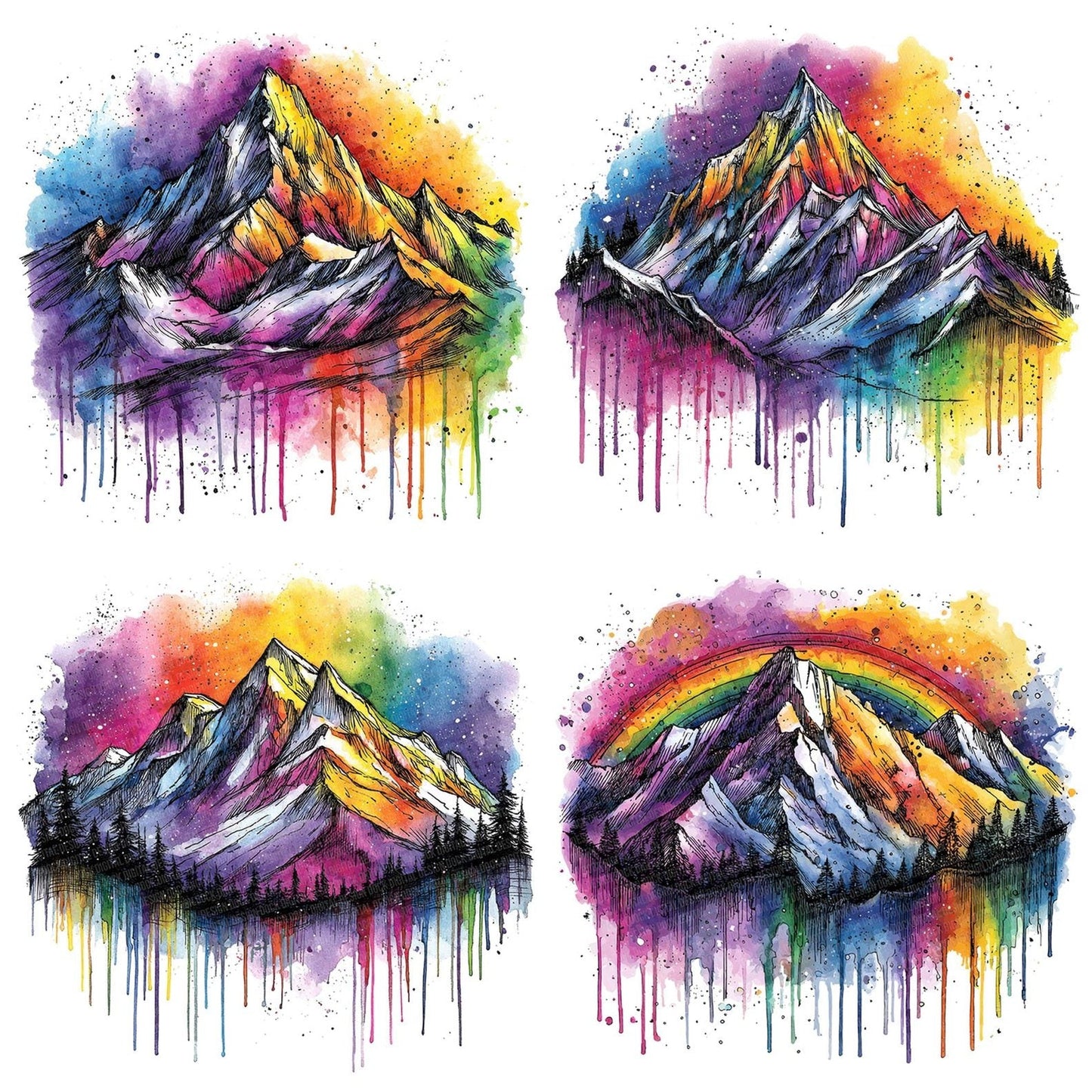 Neon Watercolour Mountain Clipart Set (DDD006160)