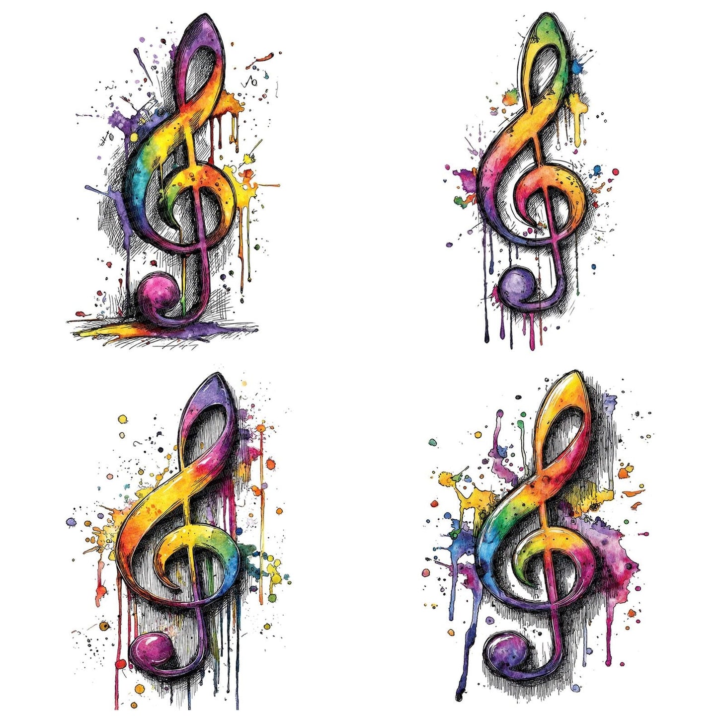 Neon Watercolour Music Note Clipart Set (DDD006162)