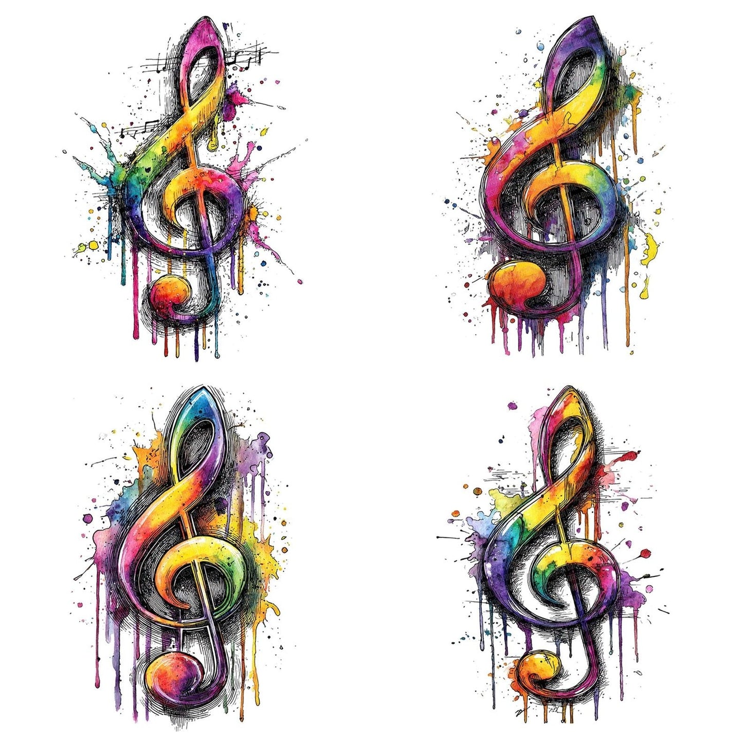 Neon Watercolour Music Note Clipart Set (DDD006162)