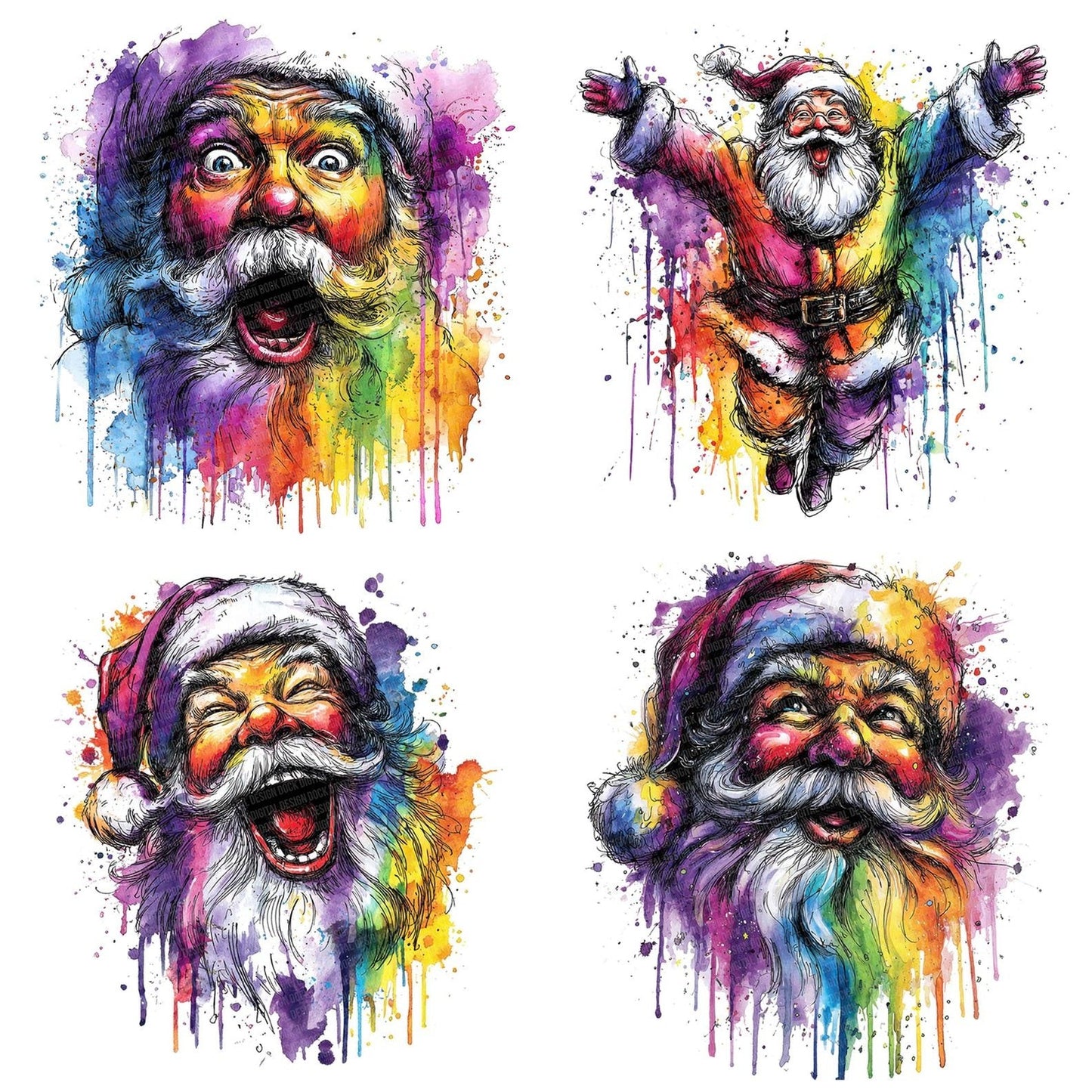 Neon Watercolour Santa Clipart Set (DDD006170)