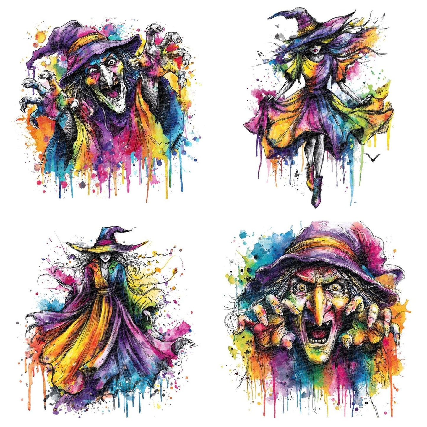 Neon Watercolour Wicked Witch Clipart Set (DDD006177)