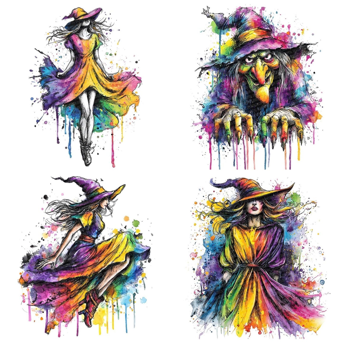 Neon Watercolour Wicked Witch Clipart Set (DDD006177)