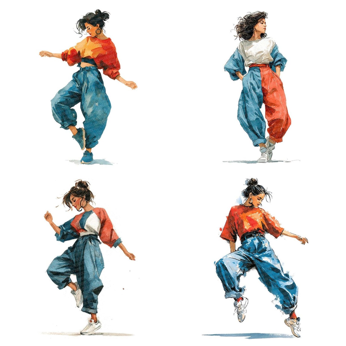 Ninties Dance Woman Clipart Set (DDD006179)