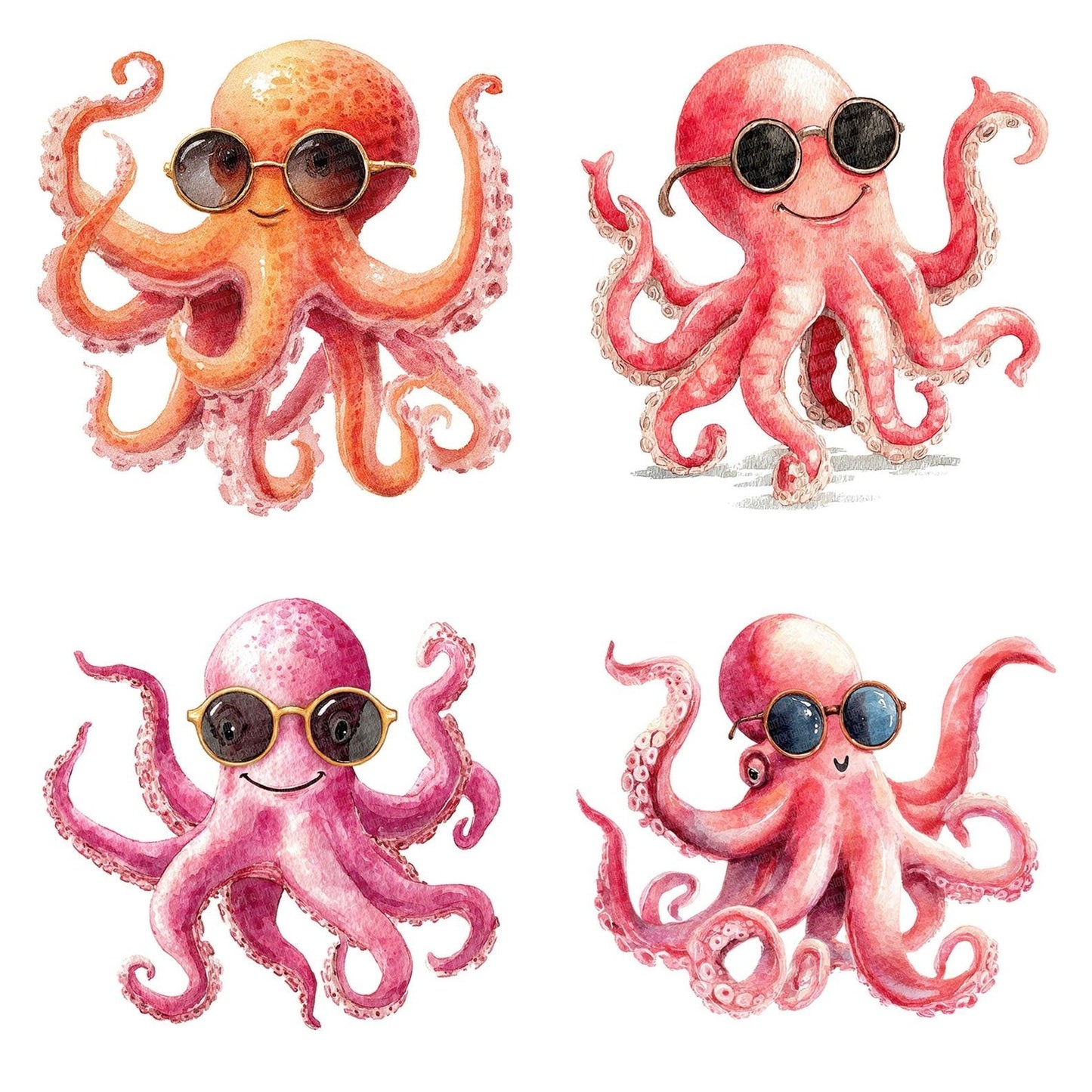 Octopus Wearing Sunglasses Clipart Set (DDD006189)