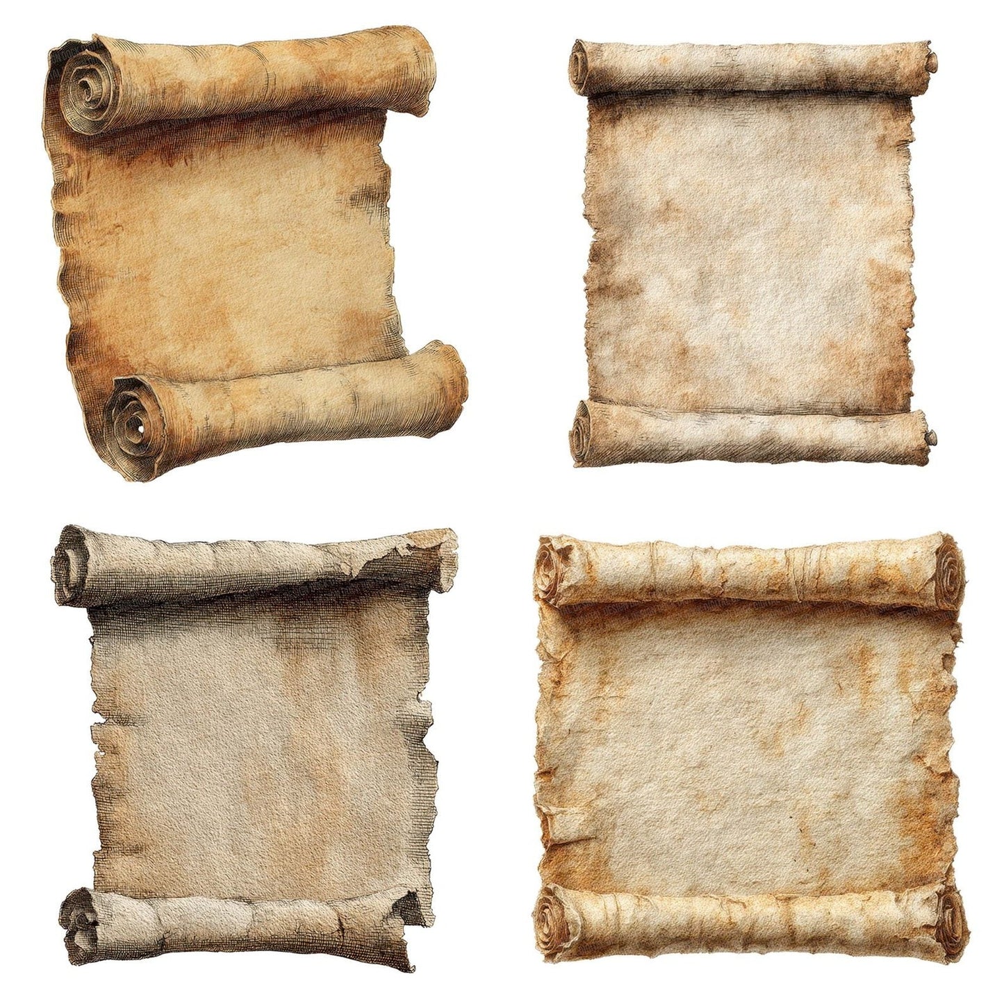 Old Vintage Paper Scroll Clipart Set (DDD006203)