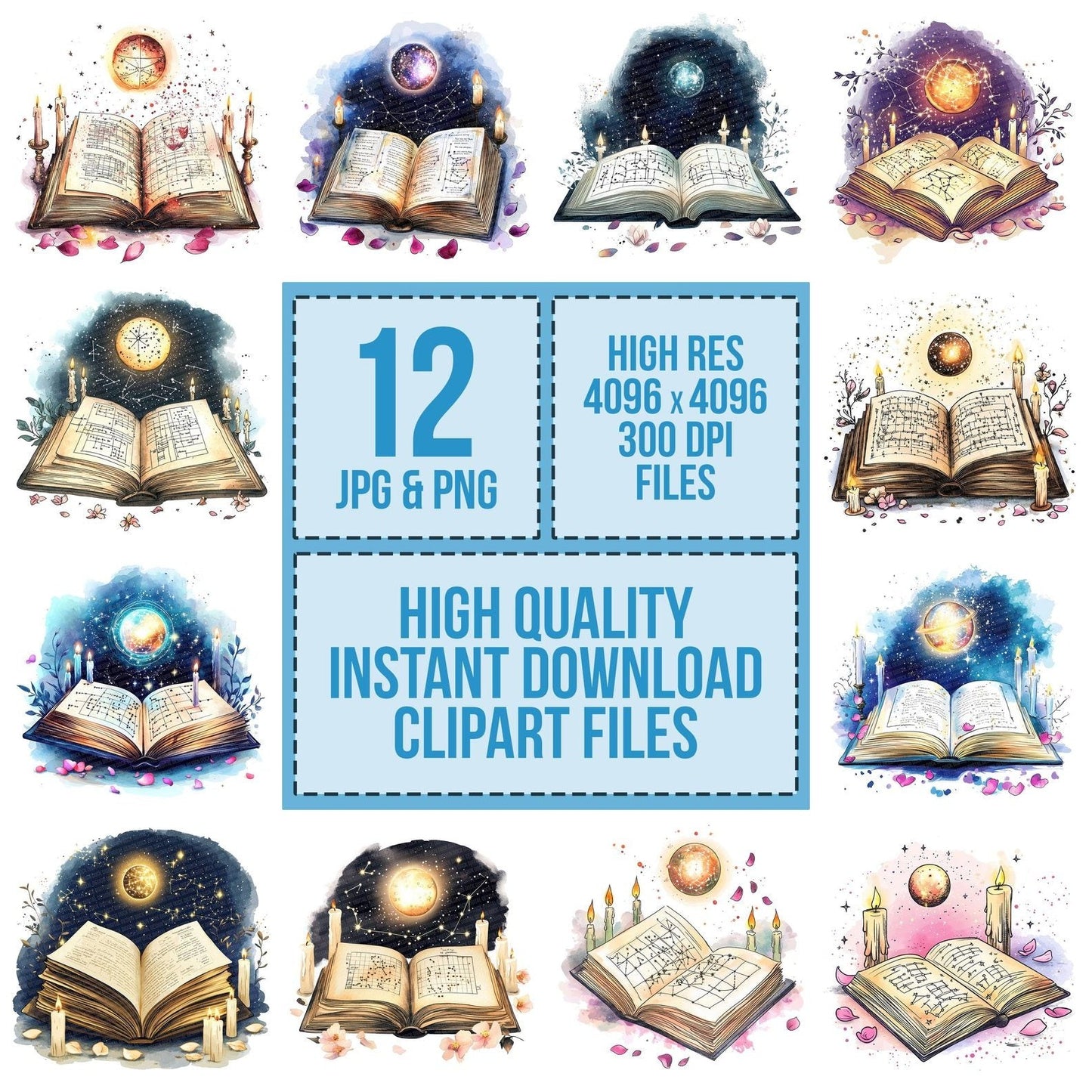 Open Astrology Book Clipart Set (DDD006207)