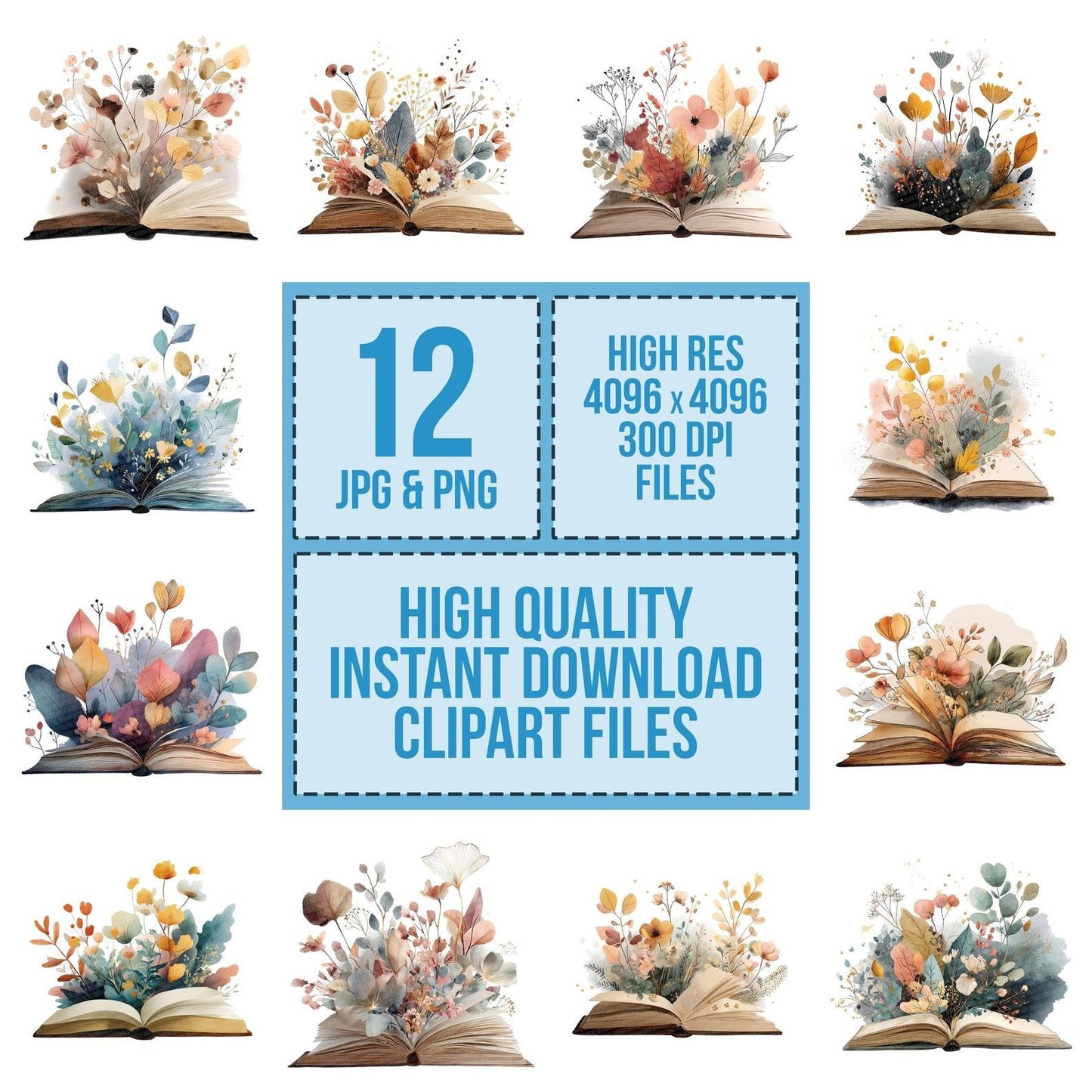 Open Book with Flowers Clipart Set (DDD006214)