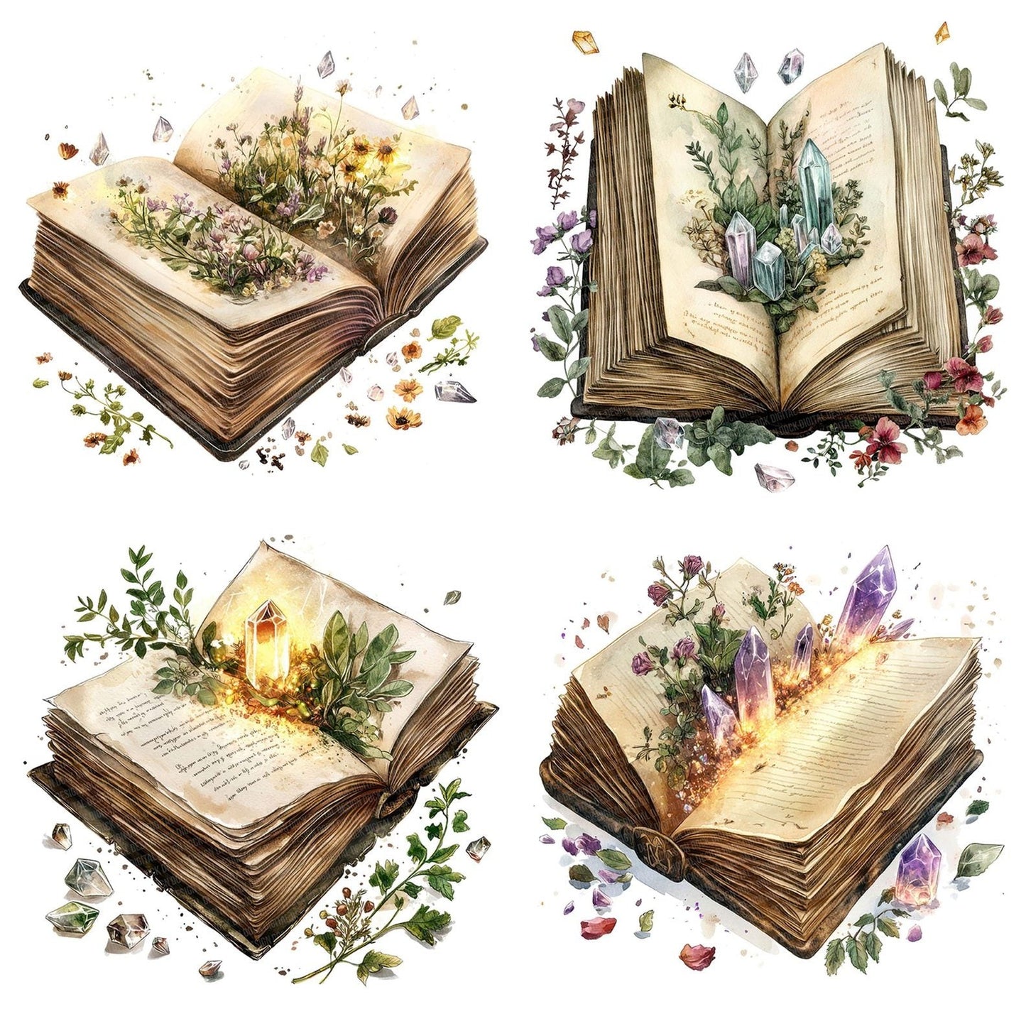 Open Spellbook with Crystals Clipart Set (DDD006216)