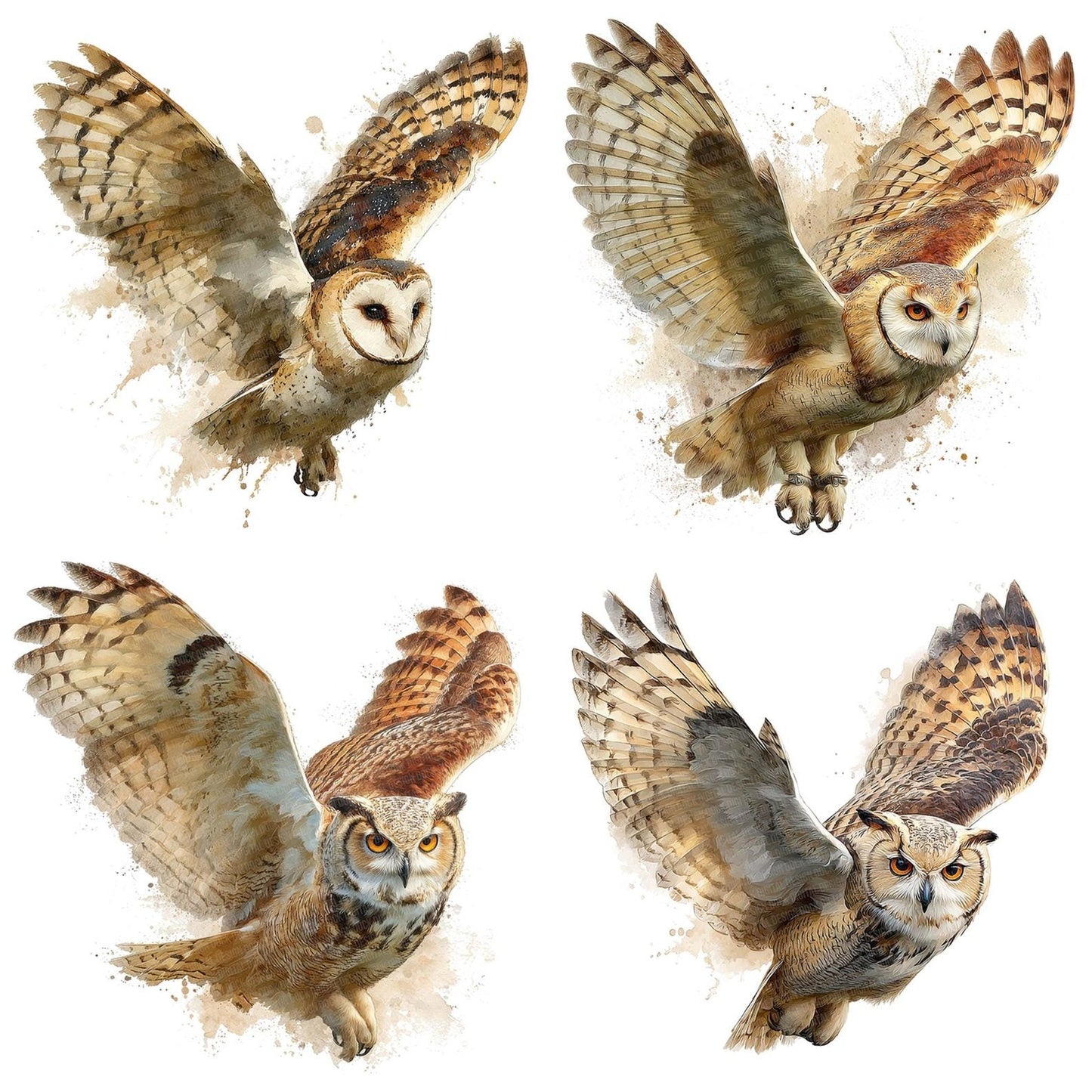 Owl In Flight Clipart Set (DDD006229)