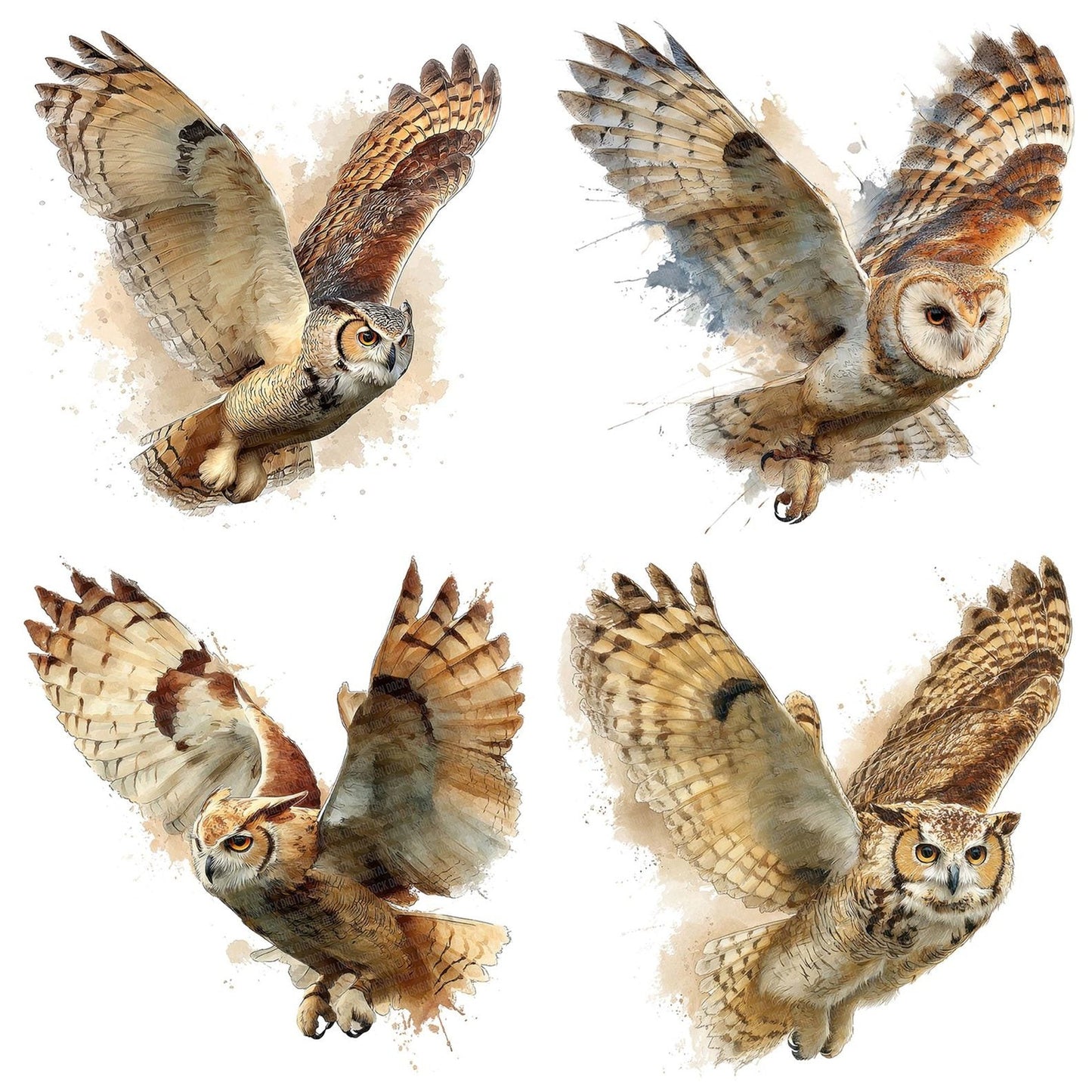 Owl In Flight Clipart Set (DDD006229)