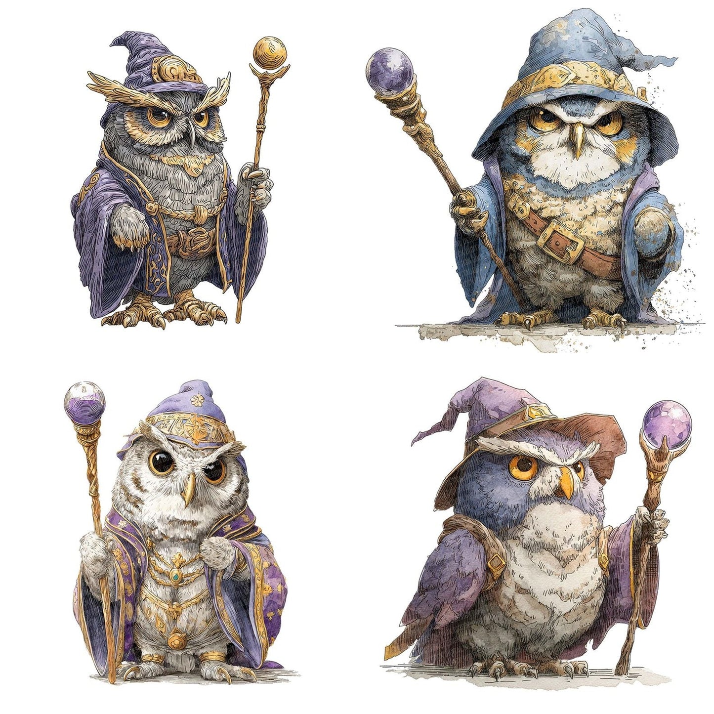 Owl Wizard Staff Clipart Set (DDD006233)
