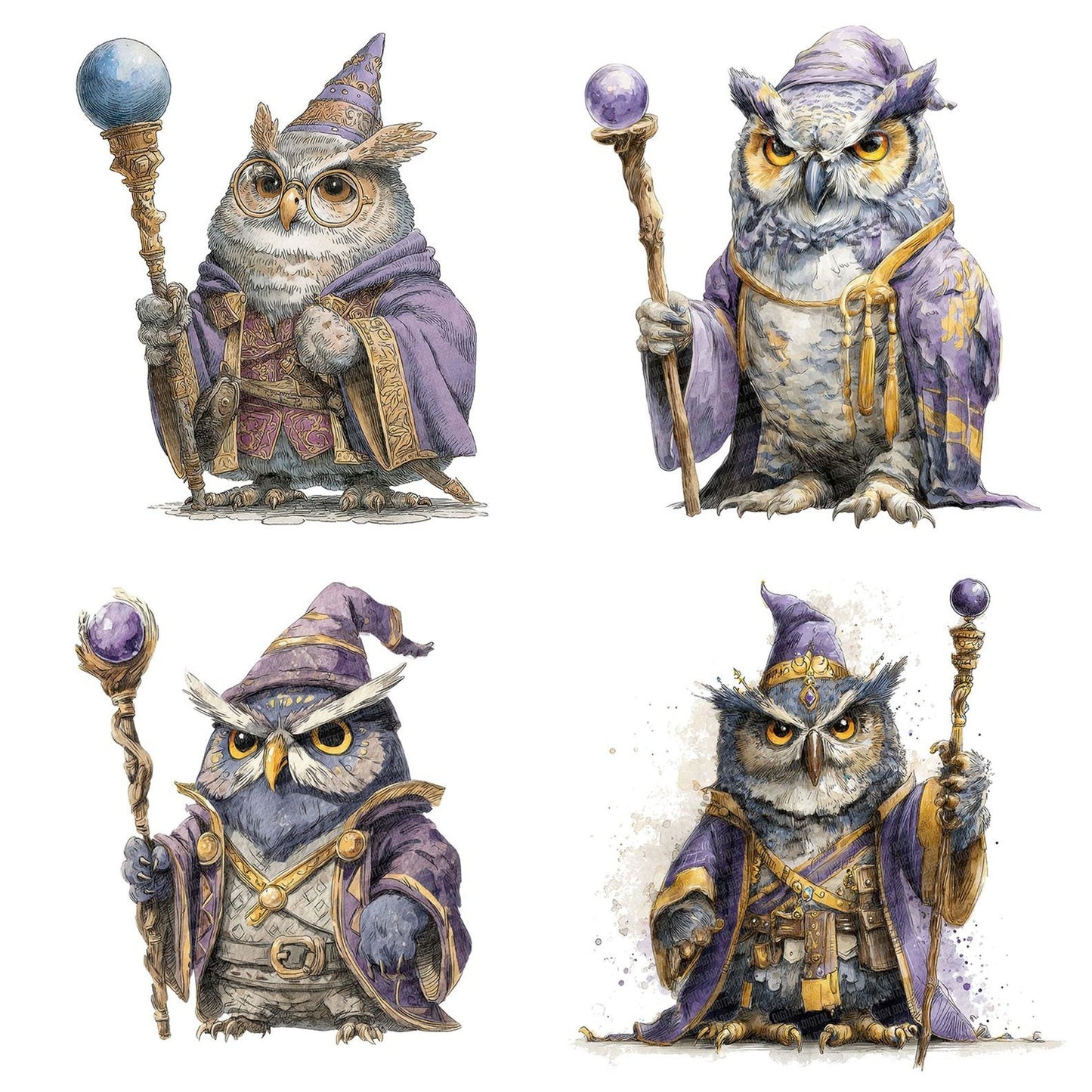 Owl Wizard Staff Clipart Set (DDD006233)