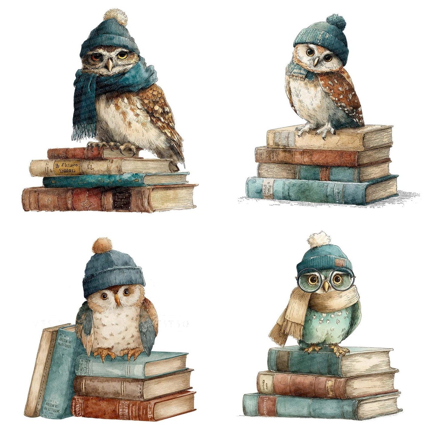 Owl on Books Clipart Set (DDD006230)