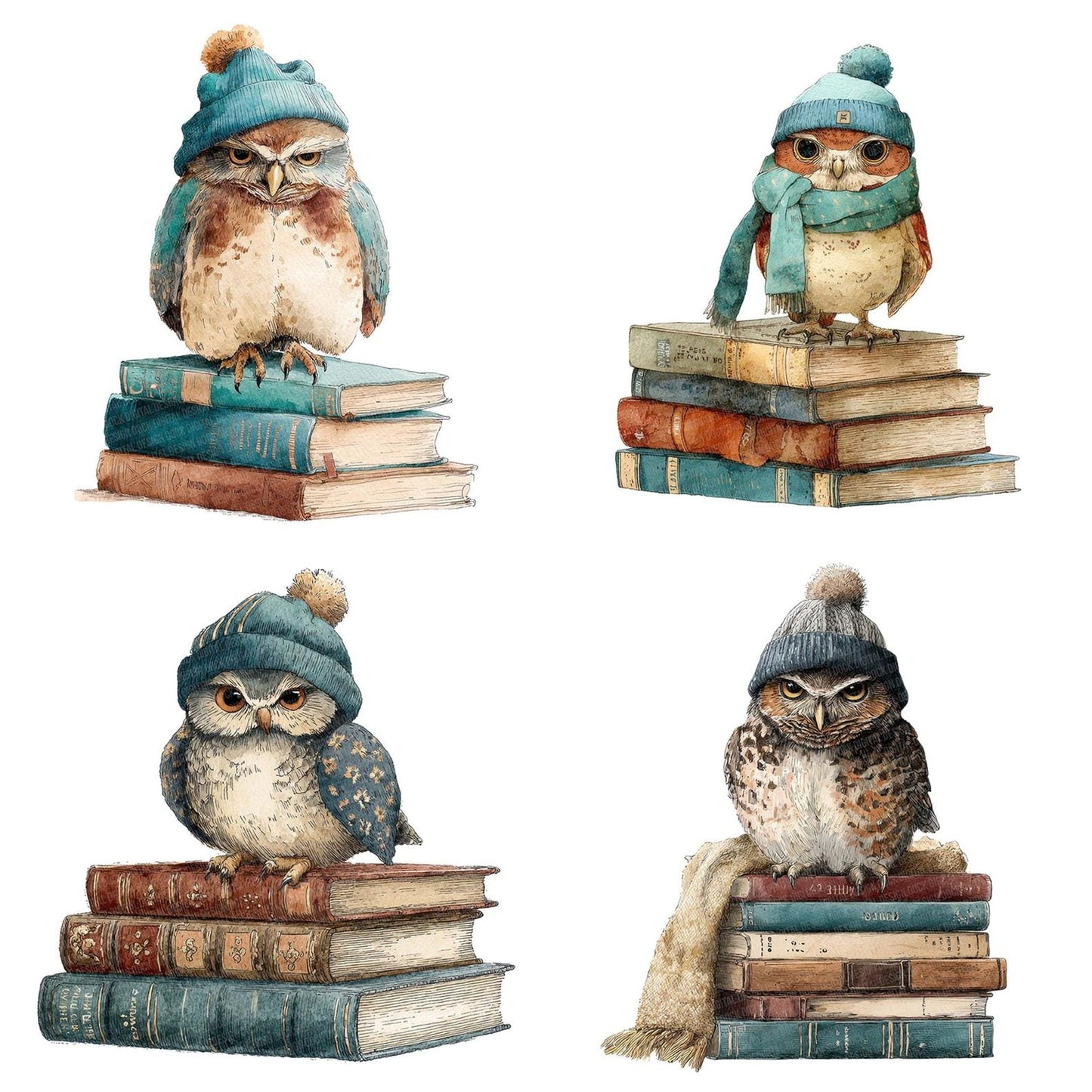 Owl on Books Clipart Set (DDD006230)