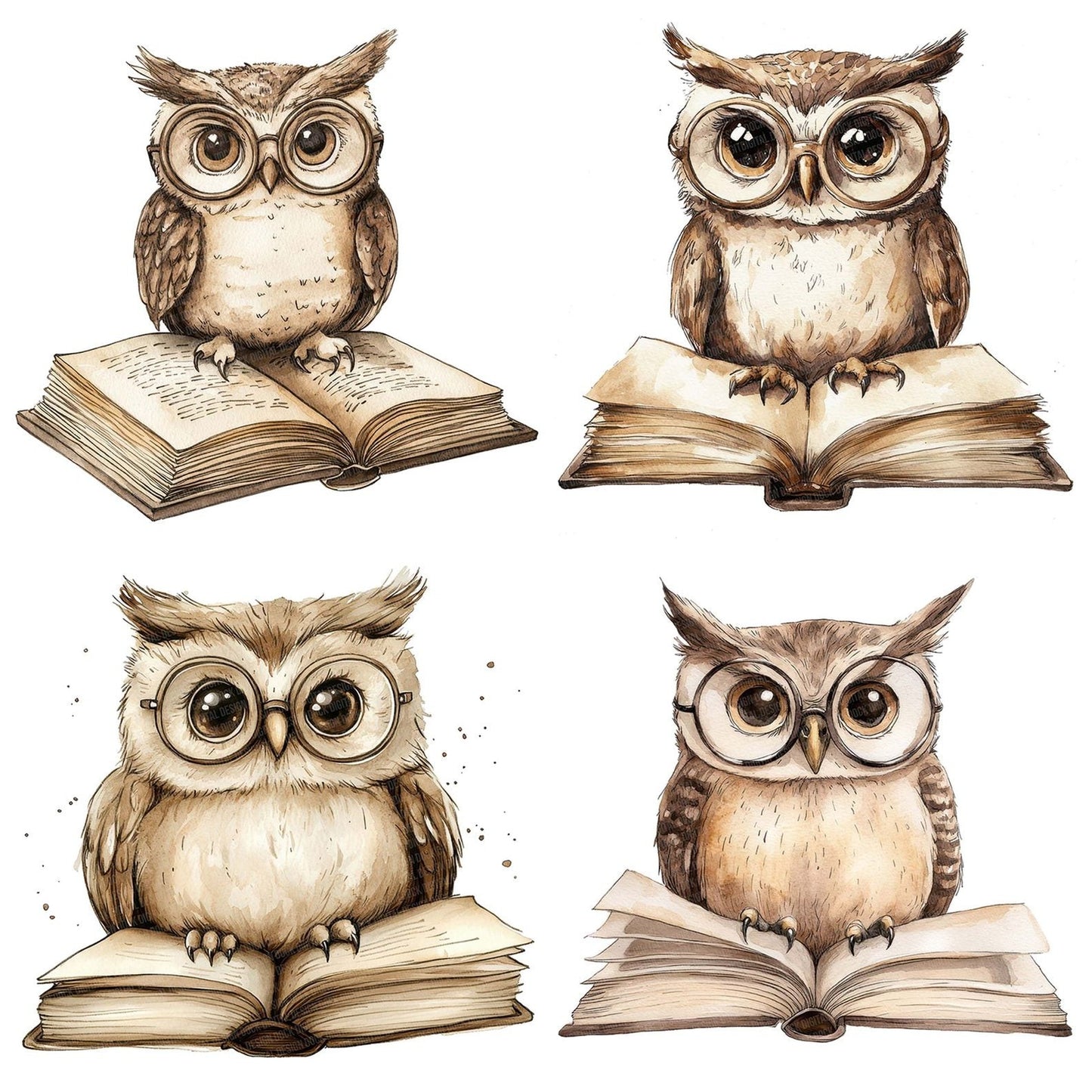 Owl on Open Book Clipart Set (DDD006232)