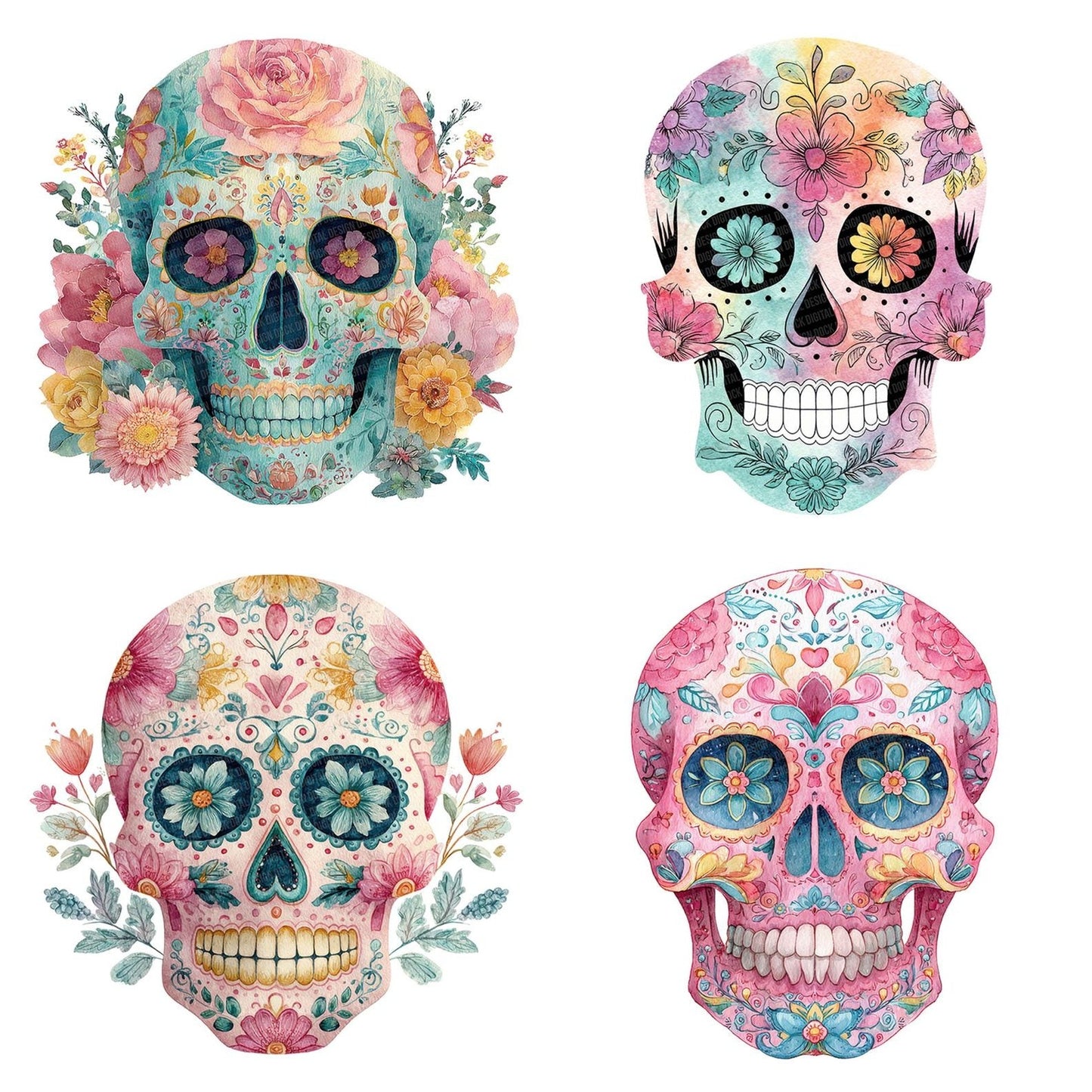 Painted Sugar Skull Clipart Set (DDD006235)