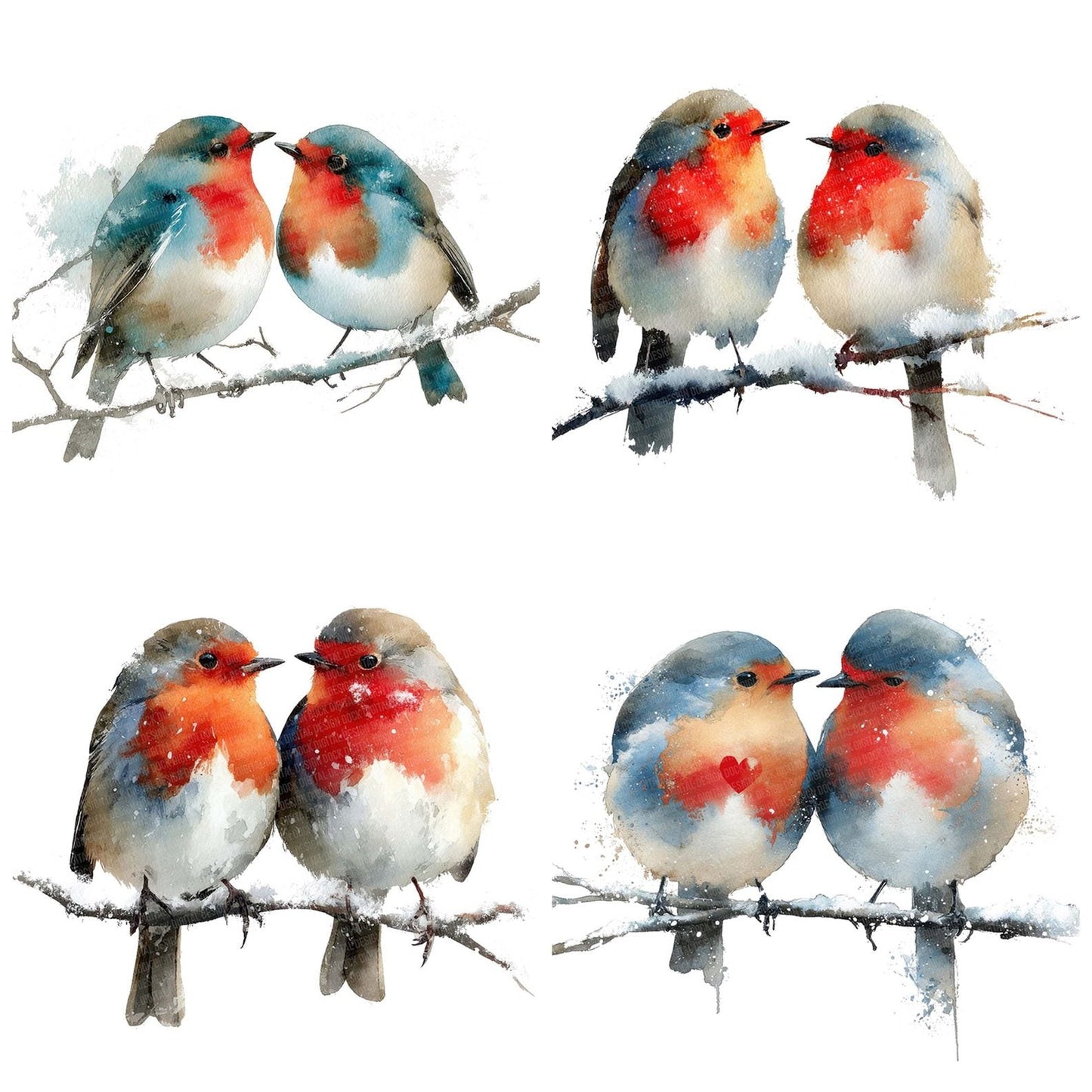Pair of Christmas Robins Clipart Set (DDD006236)