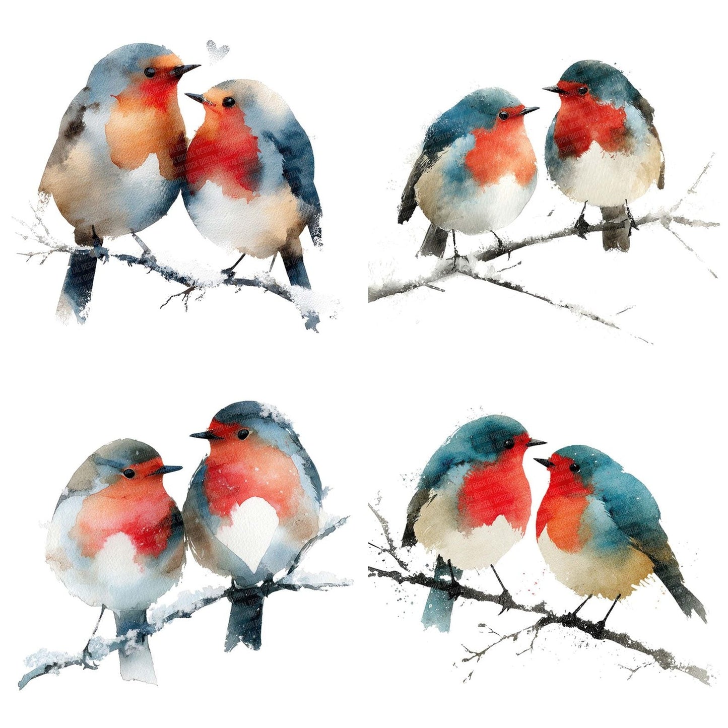 Pair of Christmas Robins Clipart Set (DDD006236)