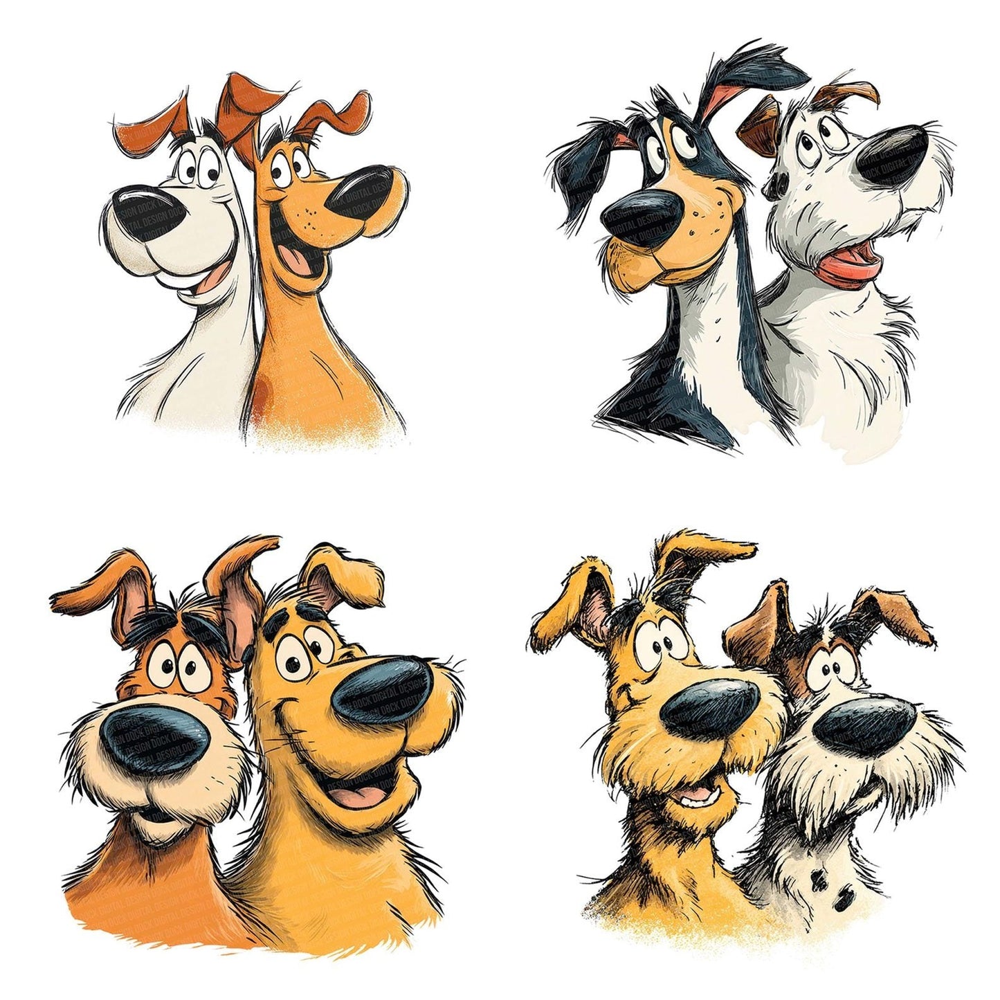 Pair of Goofy Dogs Clipart Set (DDD006237)