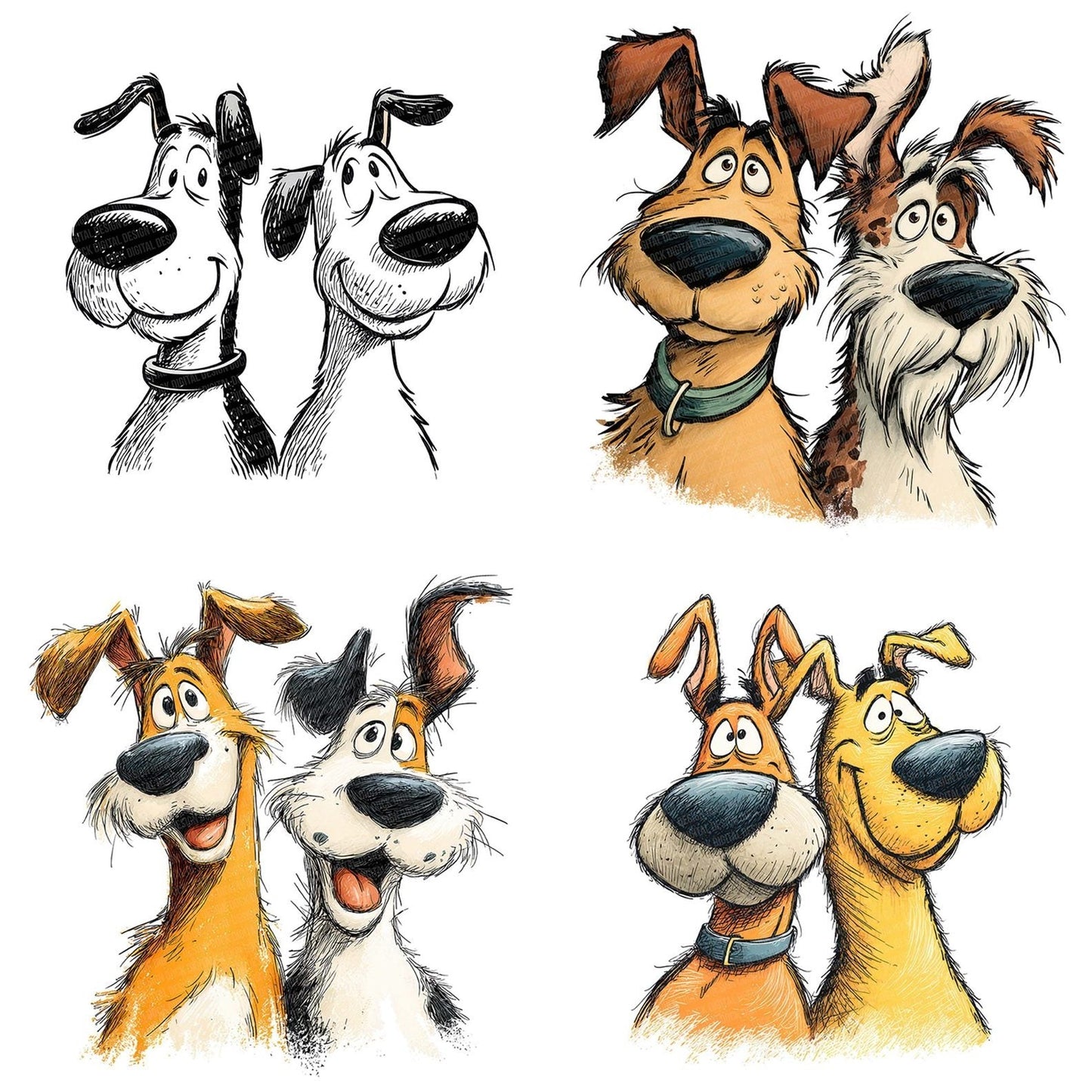 Pair of Goofy Dogs Clipart Set (DDD006237)