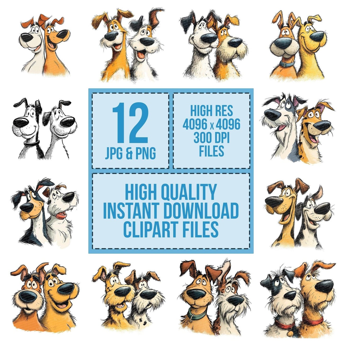 Pair of Goofy Dogs Clipart Set (DDD006237)