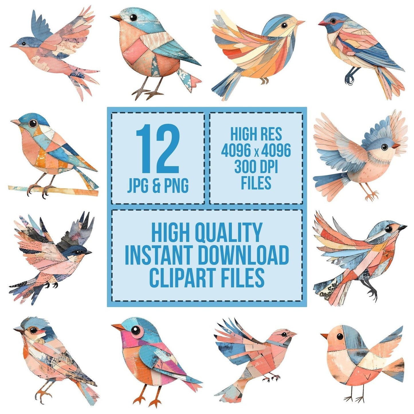 Paper Cut Bird Clipart Set (DDD006243)