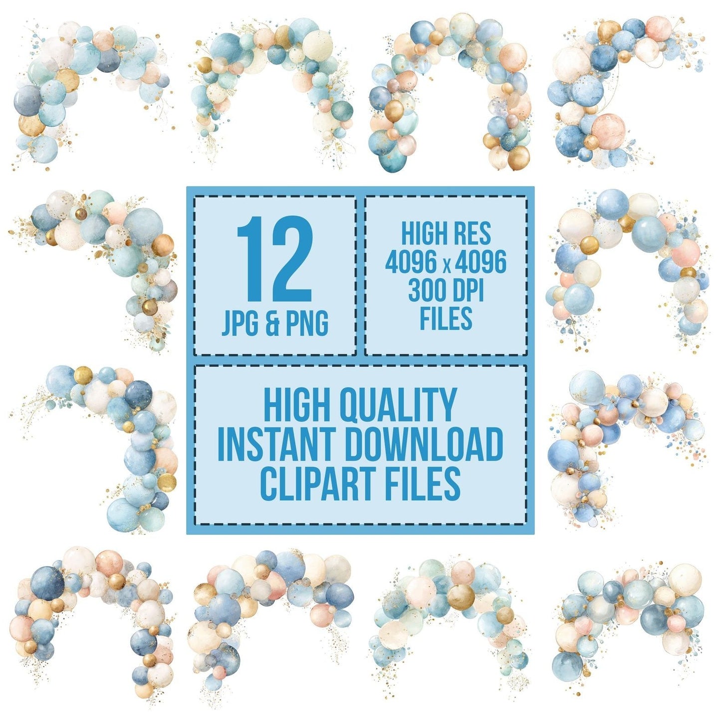 Pastel Balloon Arch Clipart Set (DDD006248)