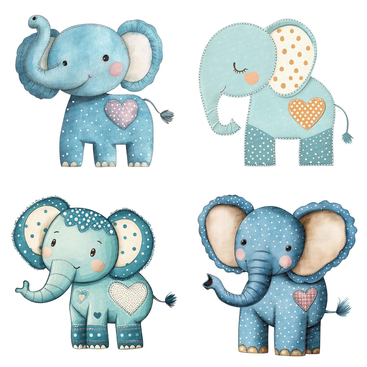 Pastel Elephant Patchwork Clipart Set (DDD006250)