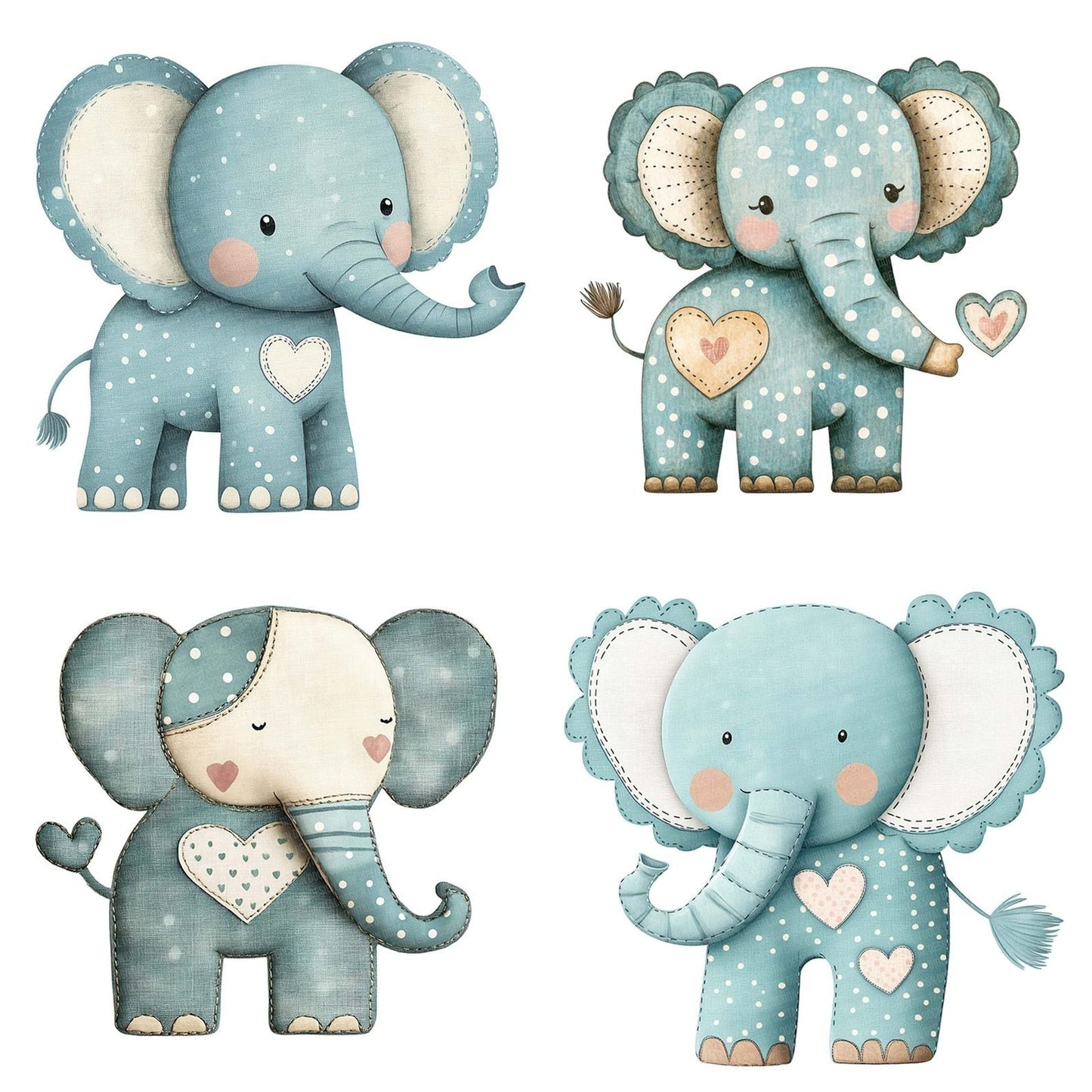 Pastel Elephant Patchwork Clipart Set (DDD006250)