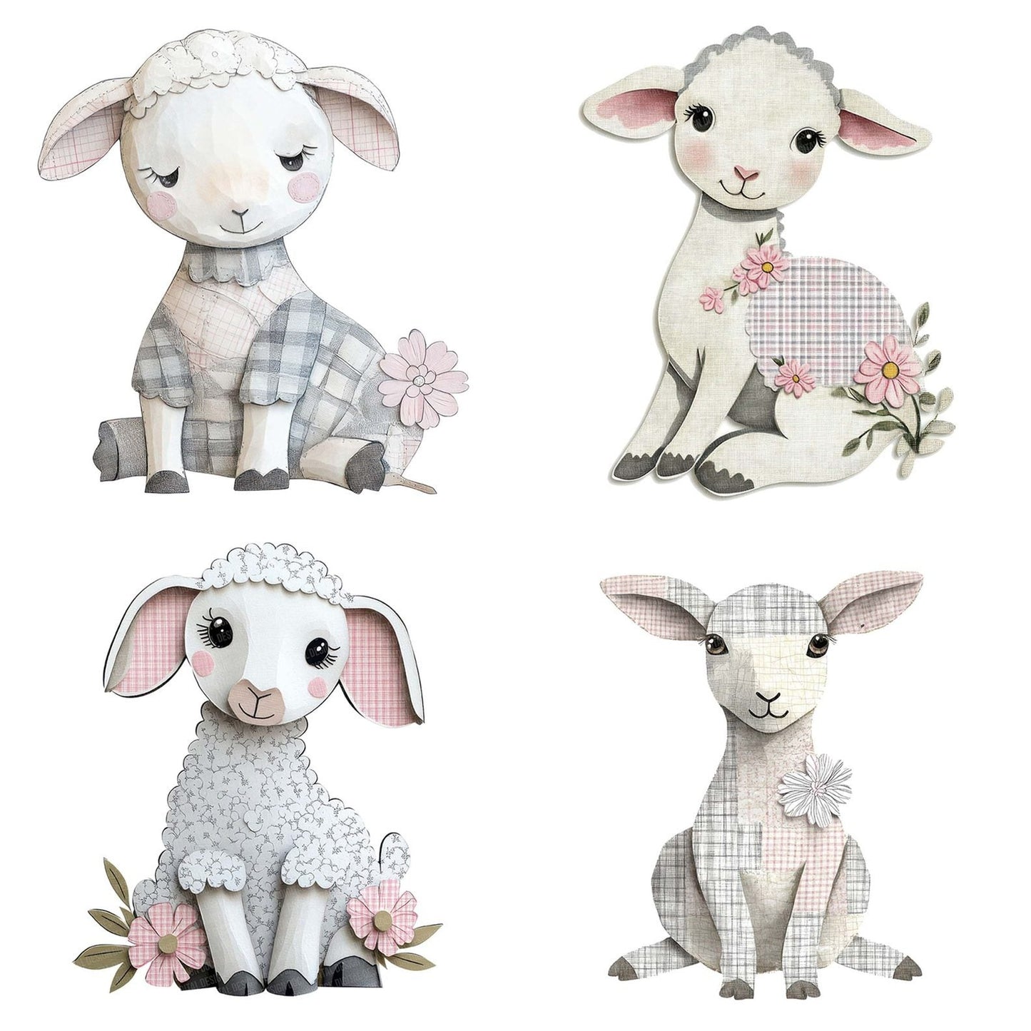 Pastel Gingham Lamb Clipart Set (DDD006251)