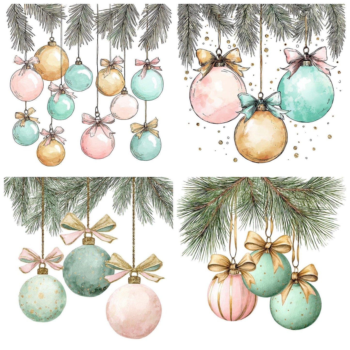 Pastel Pine Baubles Clipart Set (DDD006257)