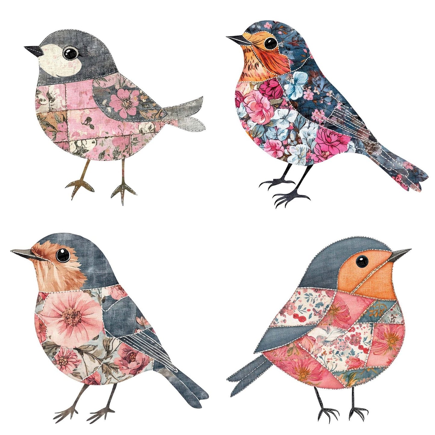 Patchwork Robin Clipart Set (DDD006266)