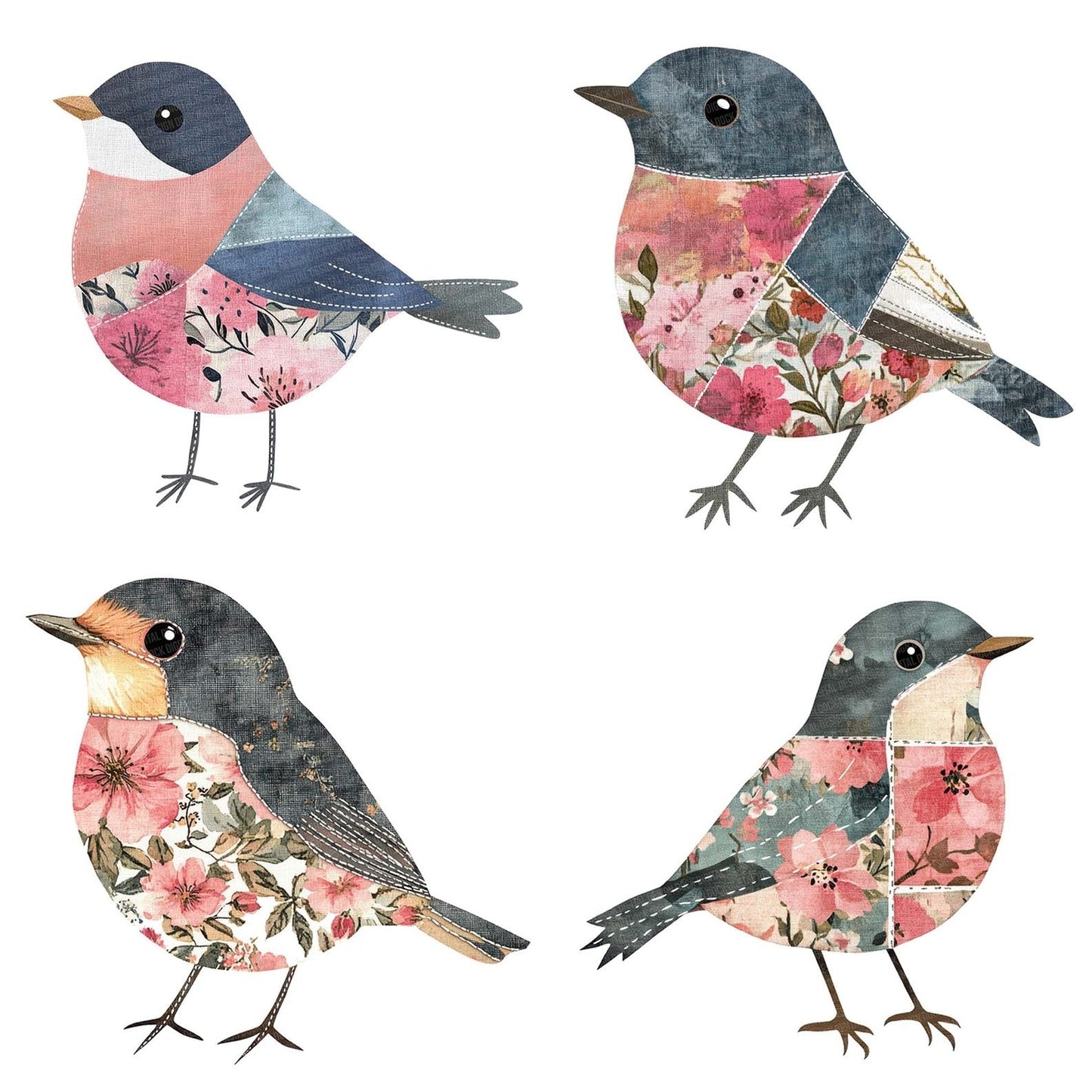 Patchwork Robin Clipart Set (DDD006266)