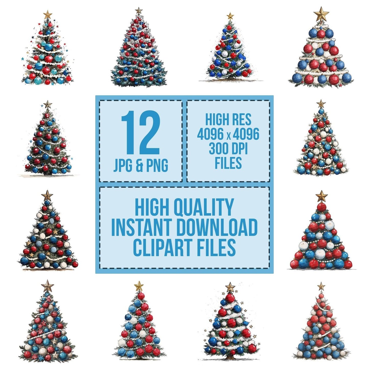 Patriotic Christmas Tree Clipart Set (DDD006270)