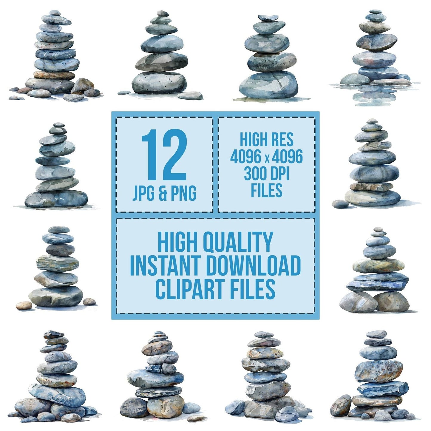 Perfect Pile of Zen Stones Clipart Set (DDD006283)