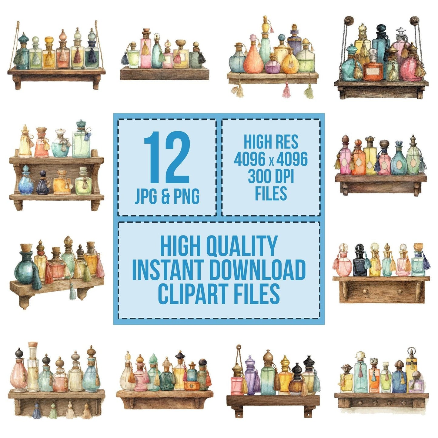 Perfume Bottle Shelf Clipart Set (DDD006284)