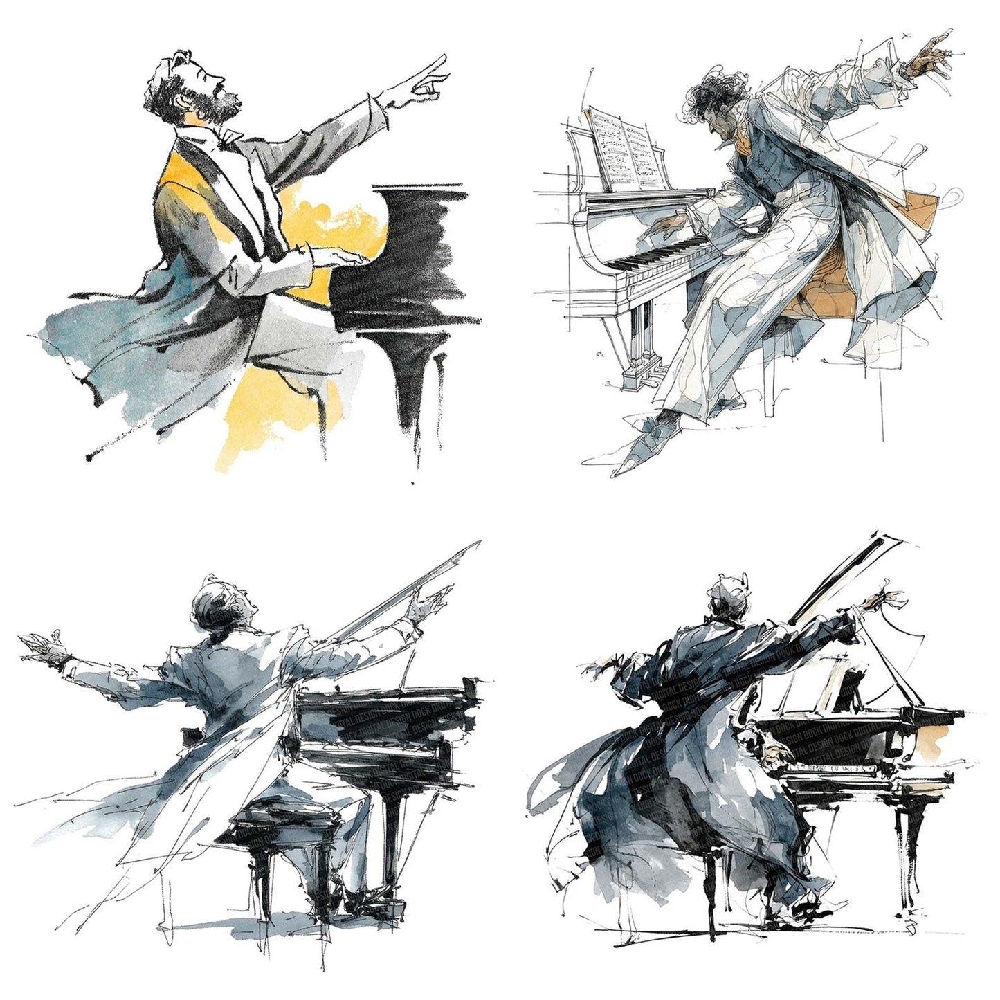 Pianist Performance Clipart Set (DDD006287)